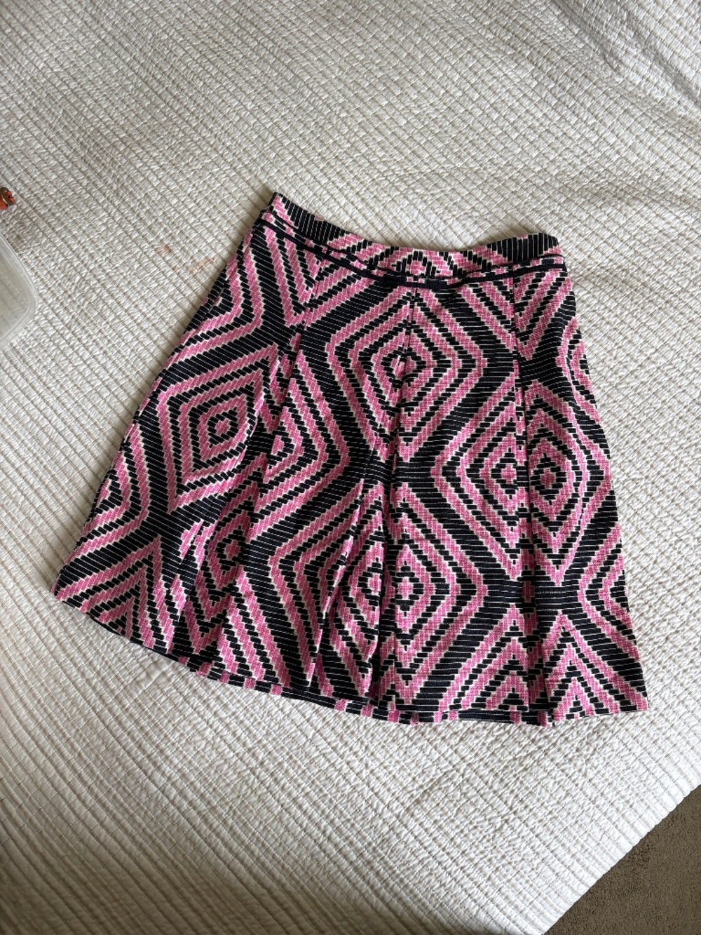 Tory Burch Pink Pleated A-line Diamond Navy Blue Skirt A-line Tag Size 8